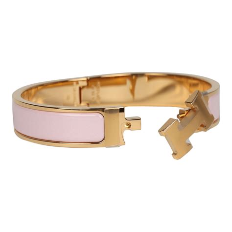 Hermès Rose Candeur Enamel Clic H Bracelet PM 